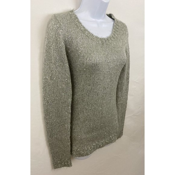 Rue 21 Small Gray Silver Sparkly Sequin Acrylic Wool Long Sleeve Knit Sweater - Picture 2 of 12